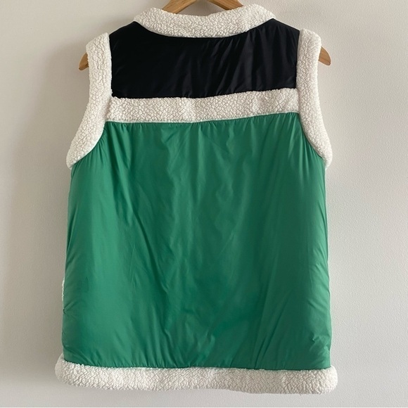 Bdg Vibrant Green Nylon Sherpa V Neck Winter Zip Vest - Picture 10 of 14